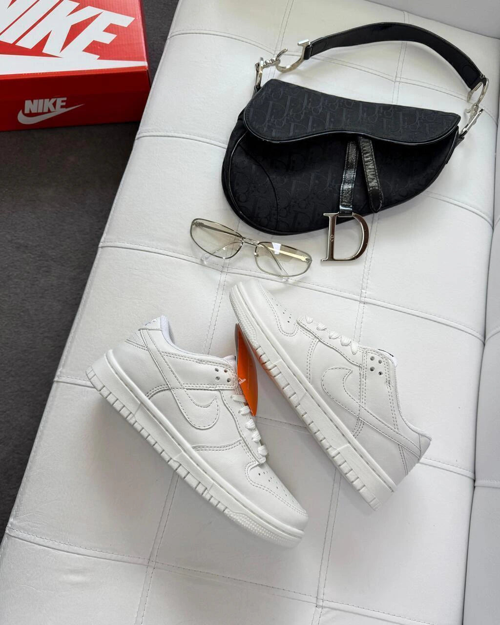 DUNK LOW BRANCO - COURO foto 3