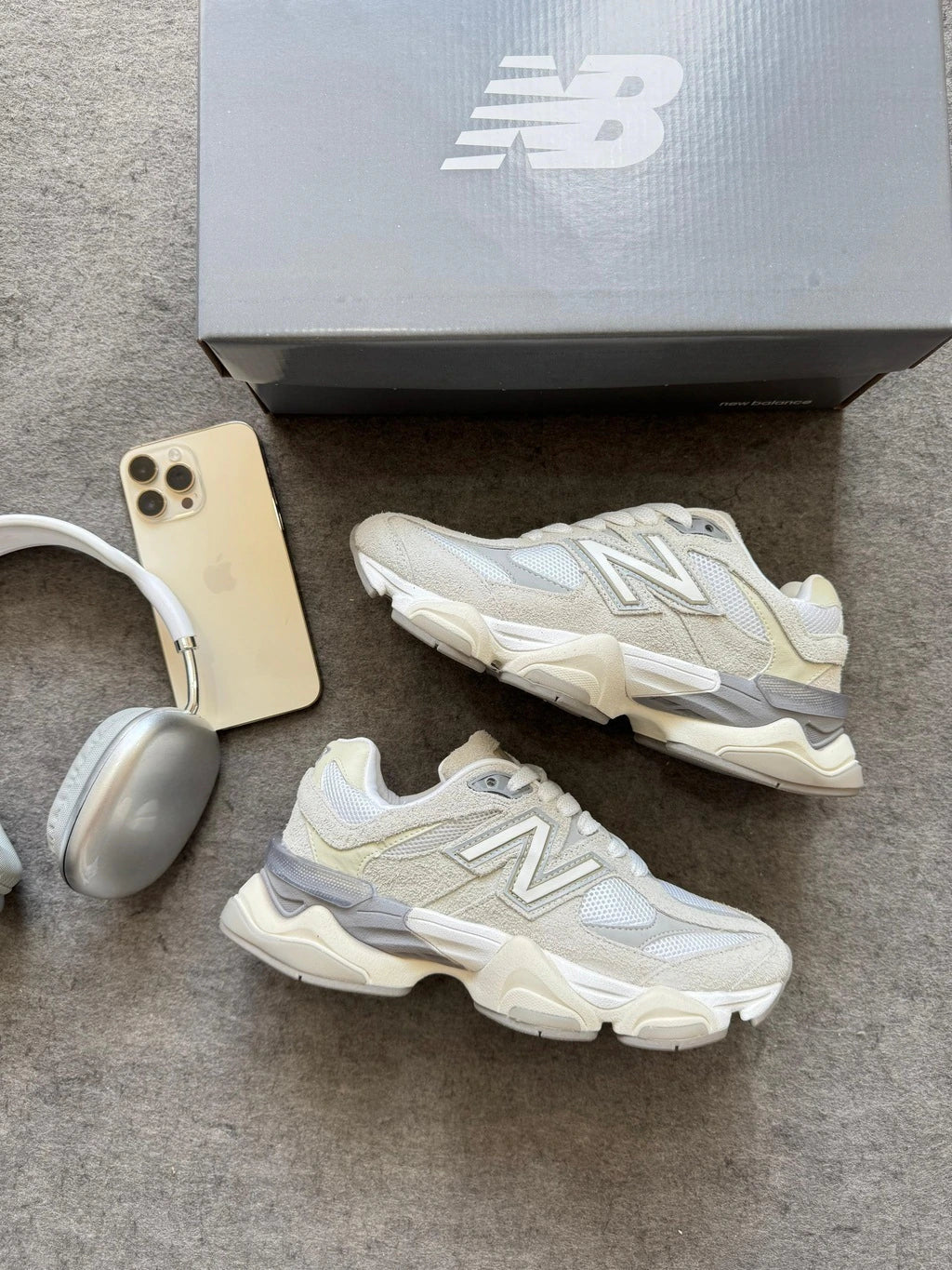 NEW BALANCE 9060 SEA SALT CLOUD GRAY COURO LEGÍTIMO foto 6