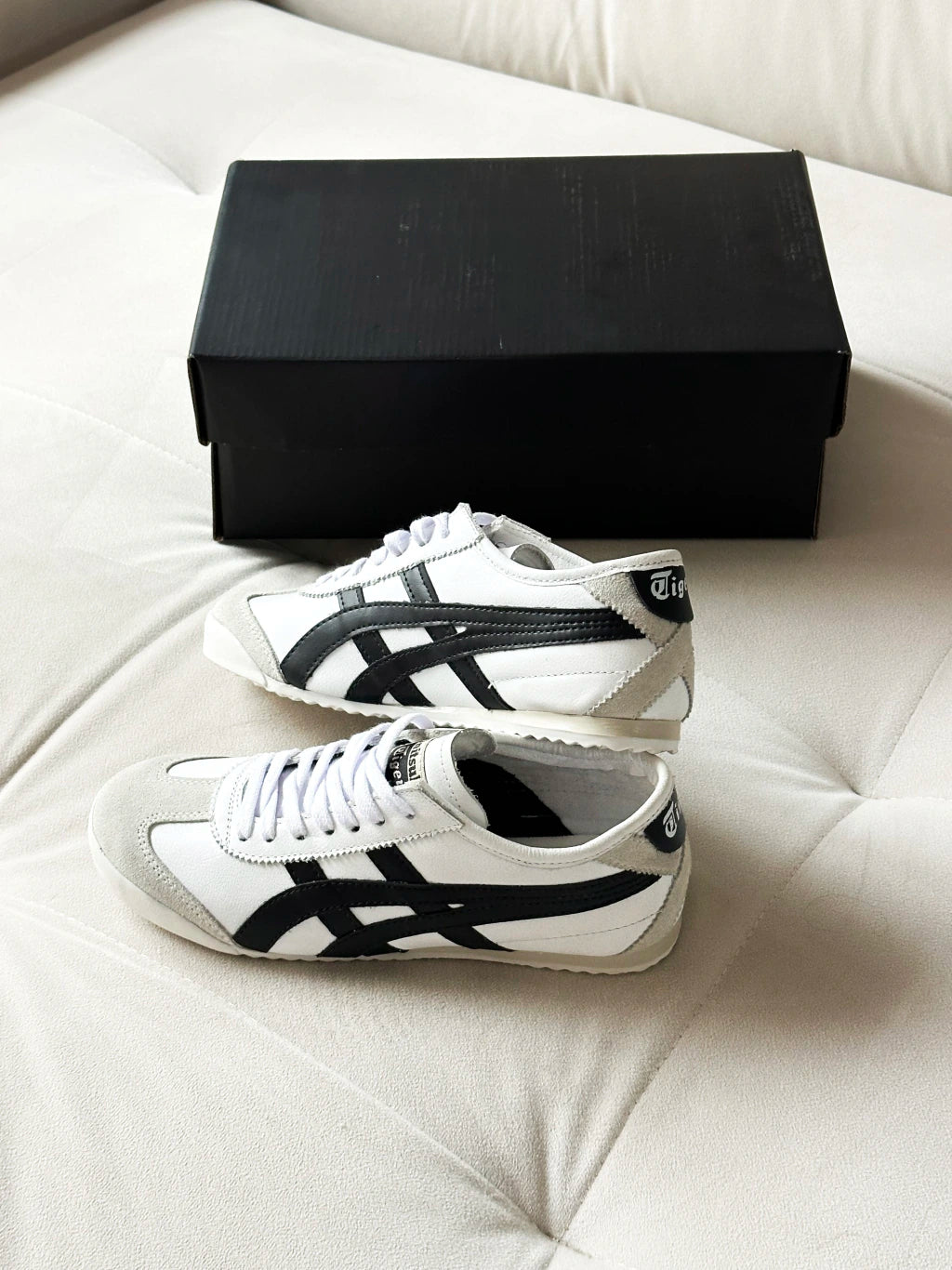 Onitsuka Tiger branco preto Couro legítimo