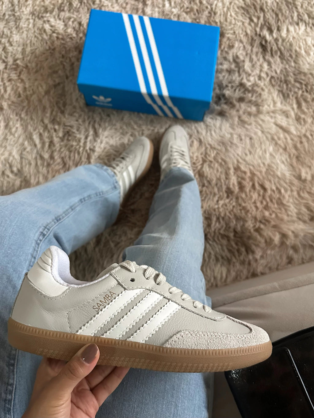 Samba Creme Branco Couro