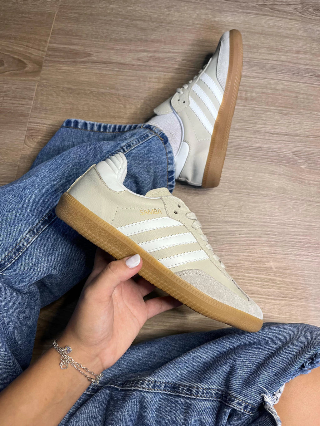 Samba Creme Branco Couro