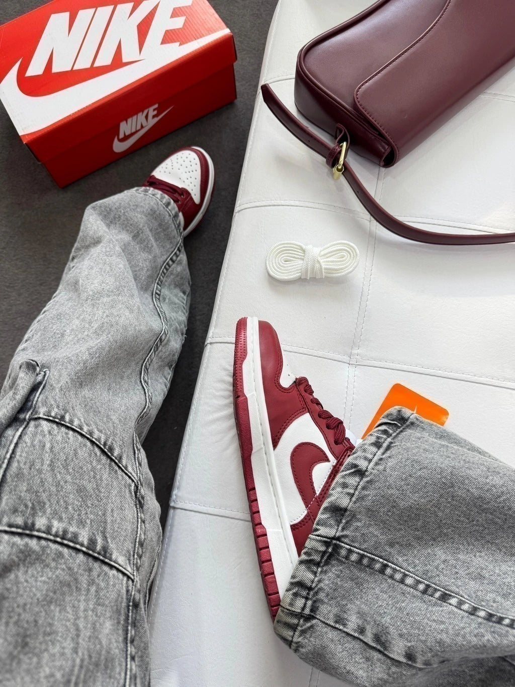 DUNK LOW BORDÔ - COURO foto 6