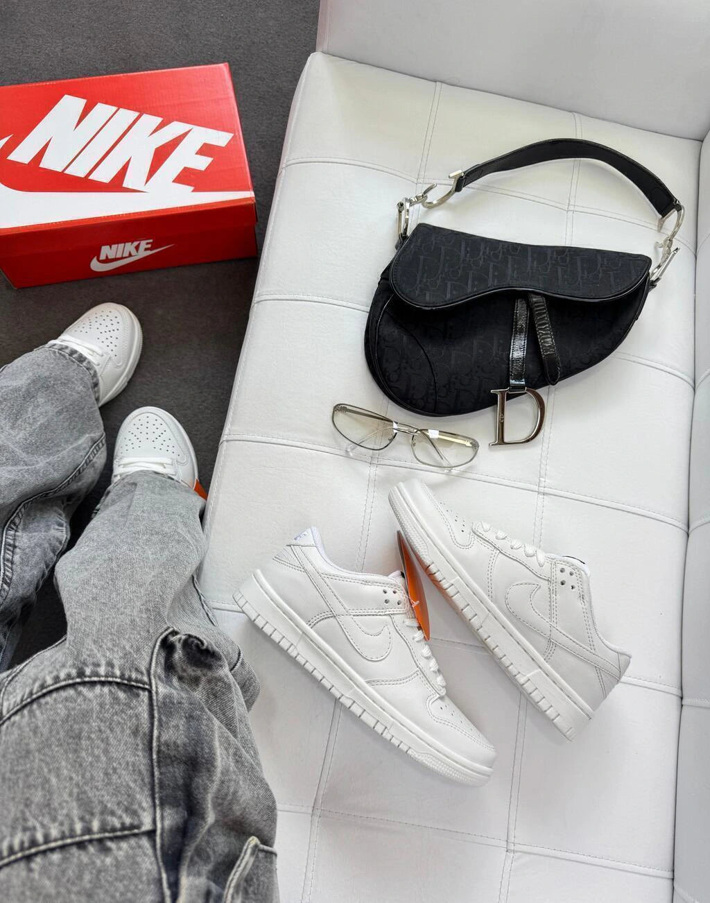 DUNK LOW BRANCO - COURO foto 4