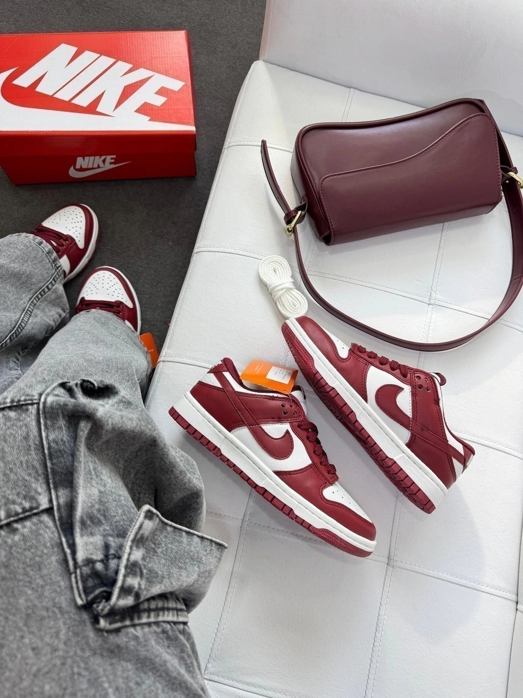 DUNK LOW BORDÔ - COURO foto 4