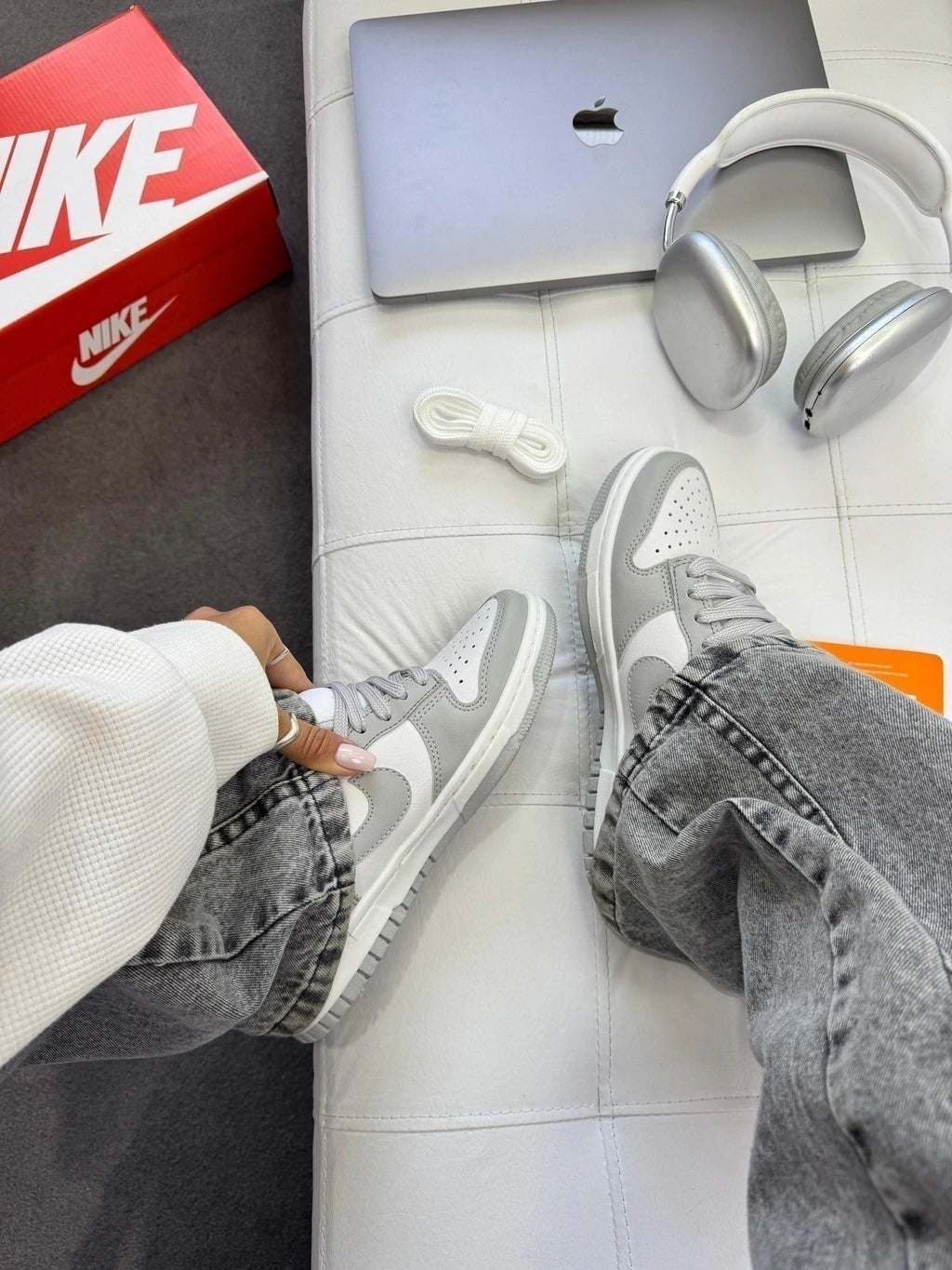 DUNK LOW CINZA - COURO foto 7