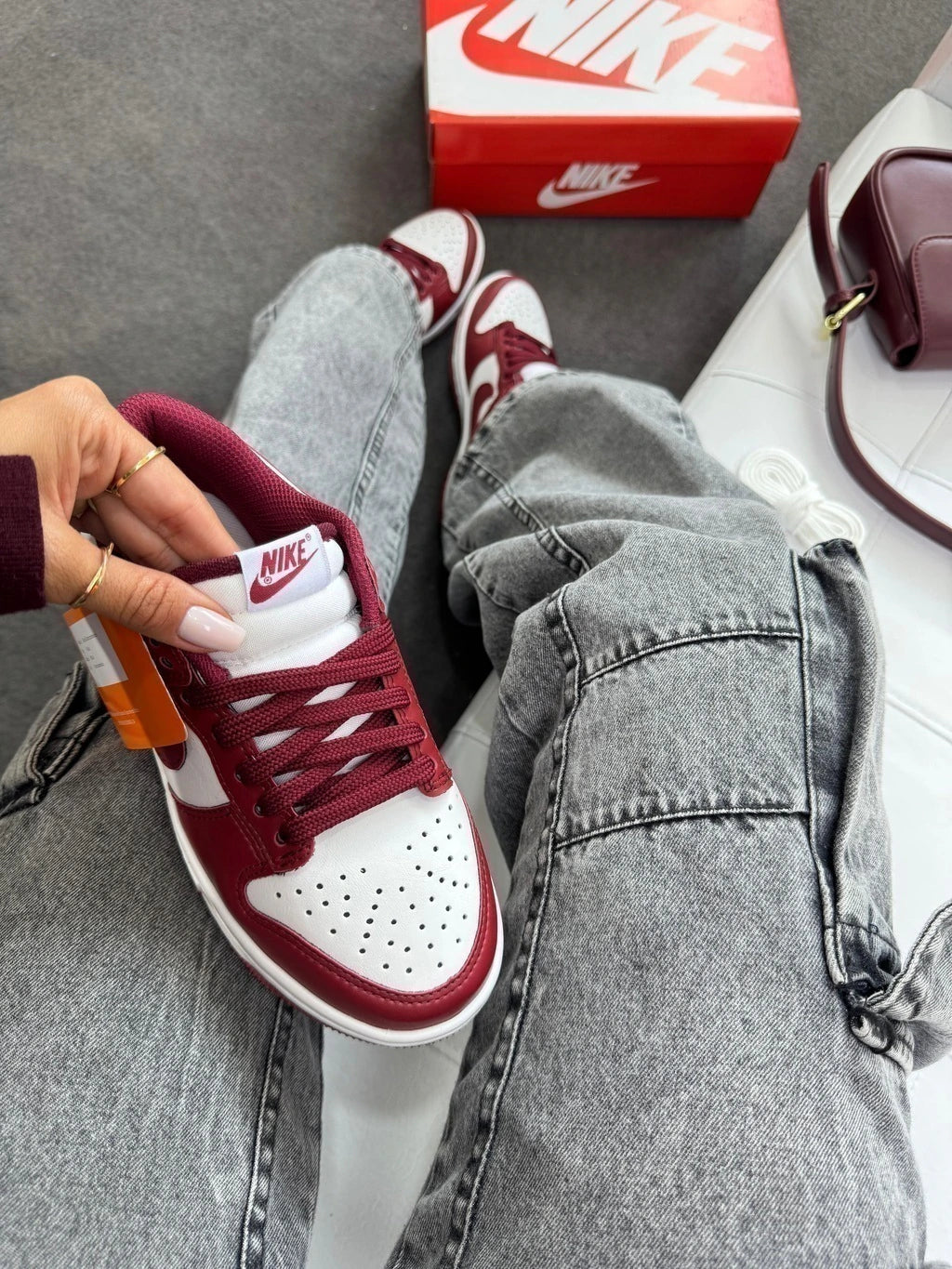 DUNK LOW BORDÔ - COURO foto 2
